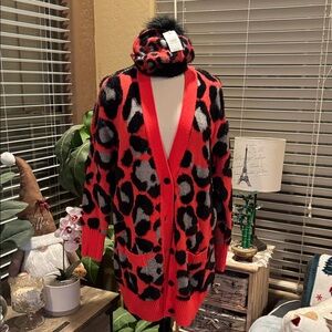 Torrid Red and Black Knit Cardigan